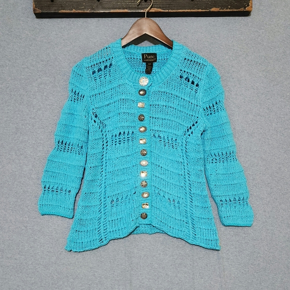 Pur Sweaters - Vintage Pure Hand Knit Cardigan Sweater